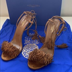 Aquazzura Wild Thing suede sandals cognac size 39
